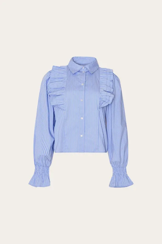 Lucina Blouse Blue White Stripe sold by Noella Fashion