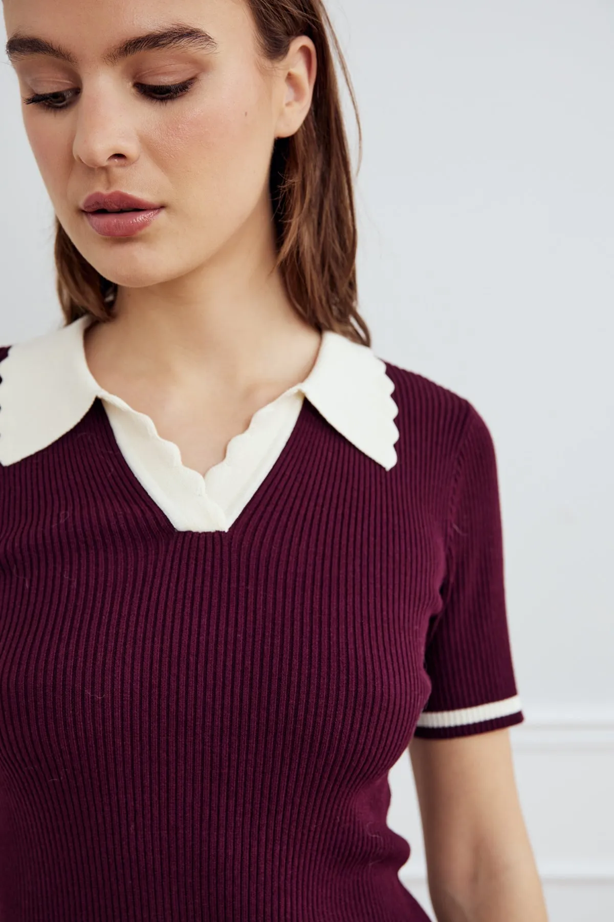 Lilo Polo Knit Wine Sugar Combo sold by Noella Fashion product image thumbnail 2