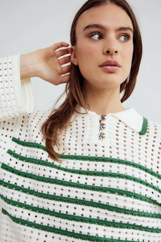 Leen Knit Talani Green Stripe sold by Noella Fashion
