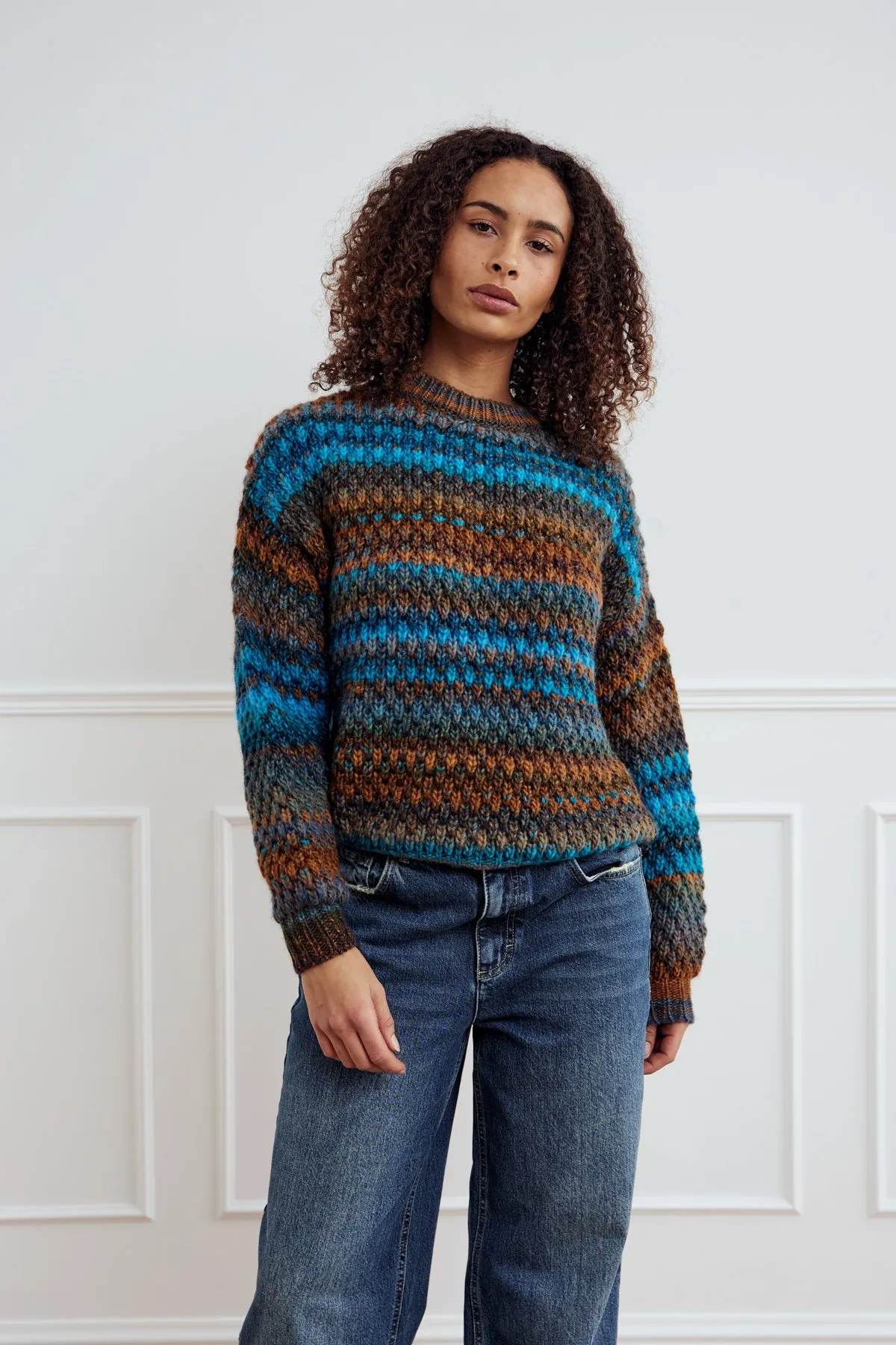Gio Knit Sweater Turquoise Brown Mix sold by Noella Fashion product image thumbnail 4