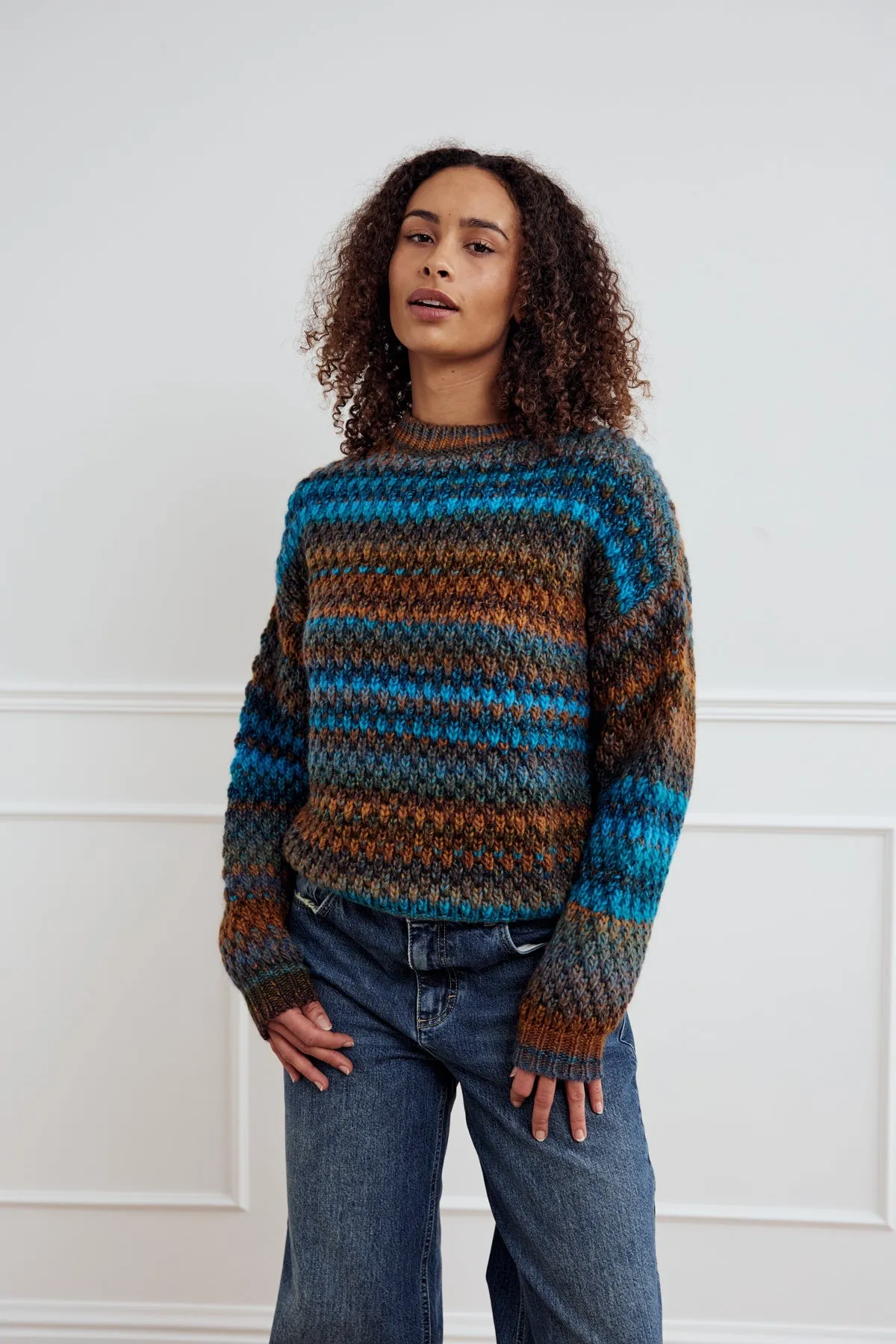 Gio Knit Sweater Turquoise Brown Mix sold by Noella Fashion product image thumbnail 2