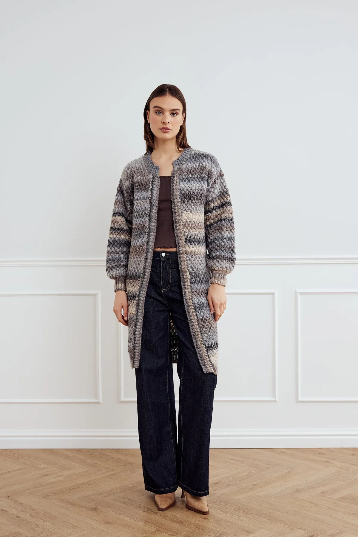 Gio Knit Cardigan Light Grey Mix sold by Noella Fashion