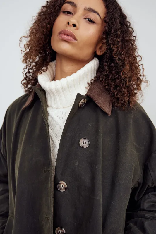 Lupita Wax Jacket Military Green sold by Noella Fashion