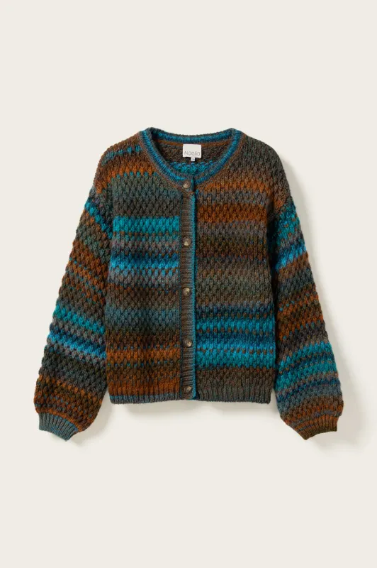 Kae Knit Cardigan Turqouise Brown Mix sold by Noella Fashion