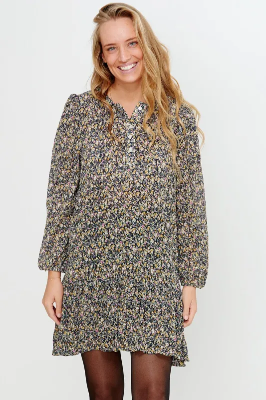 Taven Crepe Dress Navy/pink Flower sold by Noella Fashion