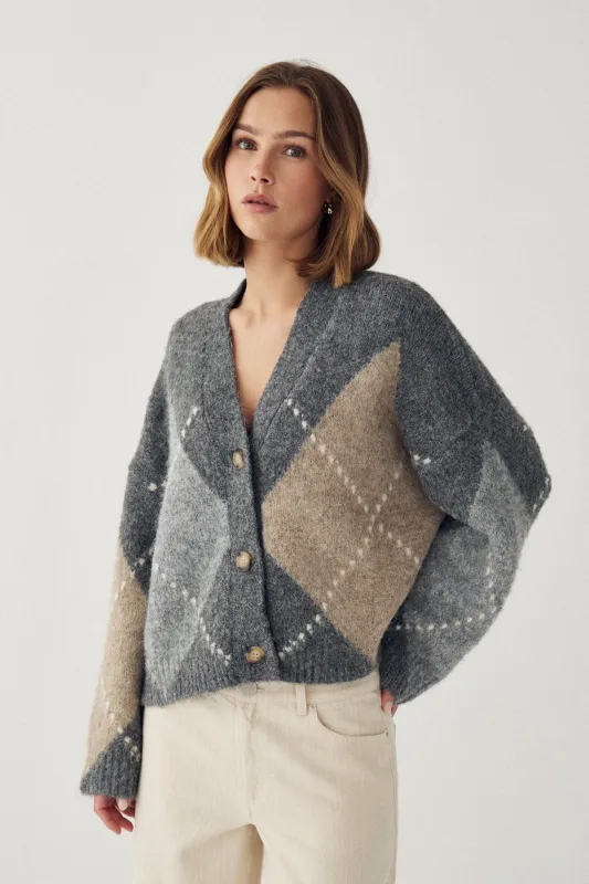 N-Laiana Knit Cardigan Grey Mix made by Noella Fashion