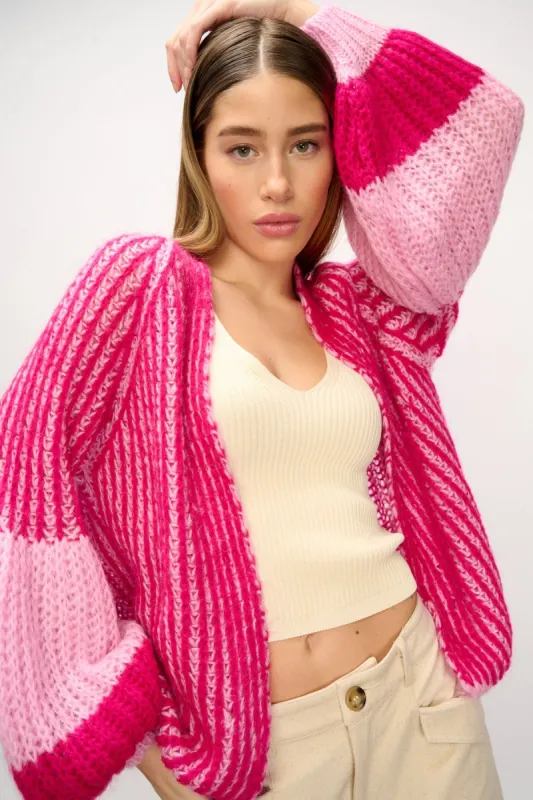Liana Knit Cardigan Pink Bubblegum sold by Noella Fashion