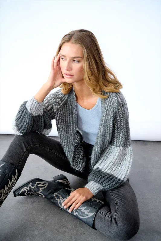 Liana Knit Cardigan Grey Melange Mix sold by Noella Fashion
