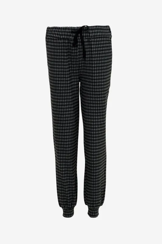 Aia Pants Rayon Darkgrey Checks sold by Noella Fashion