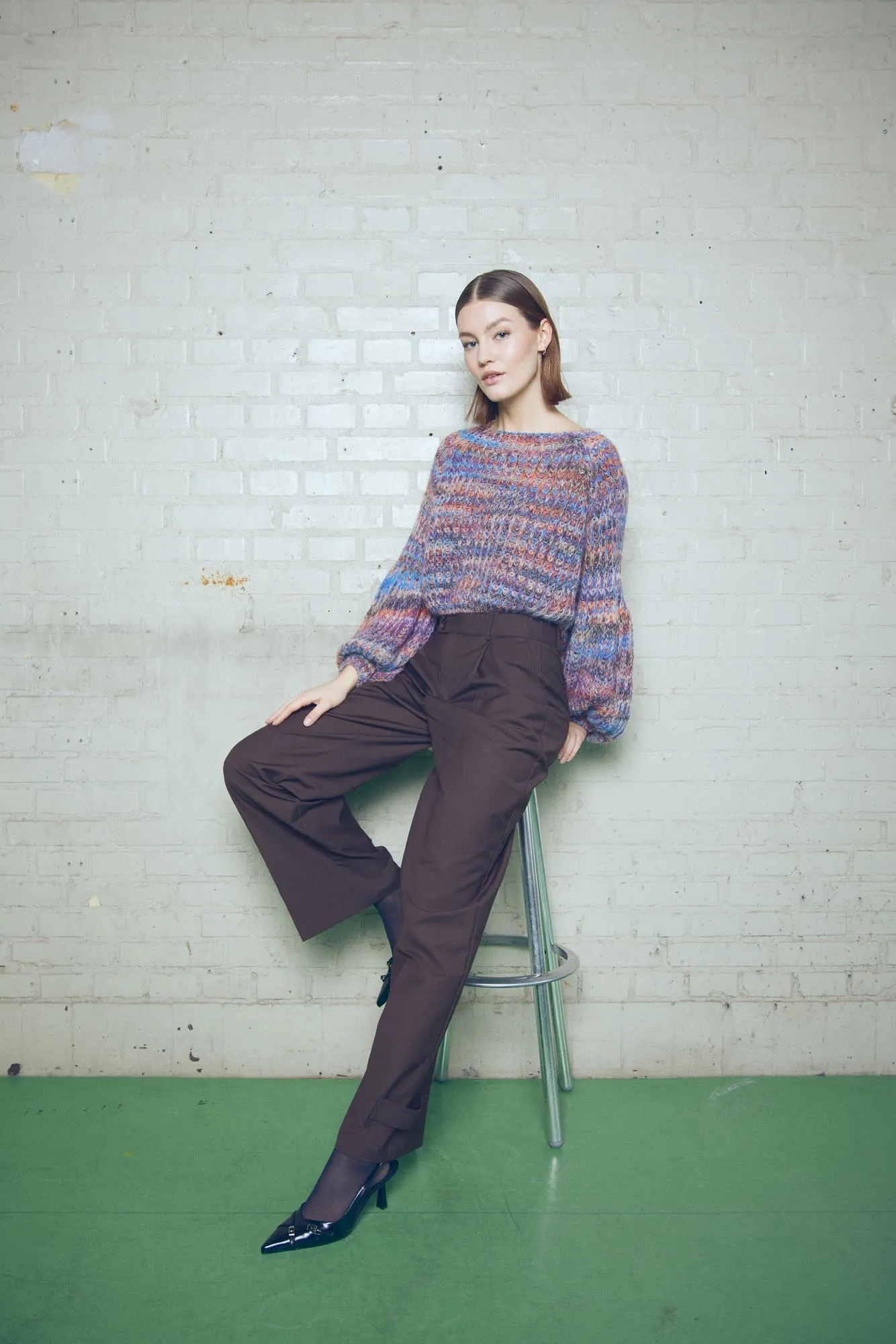 Liana Cropped Knit Blue Combo sold by Noella Fashion product image thumbnail 4