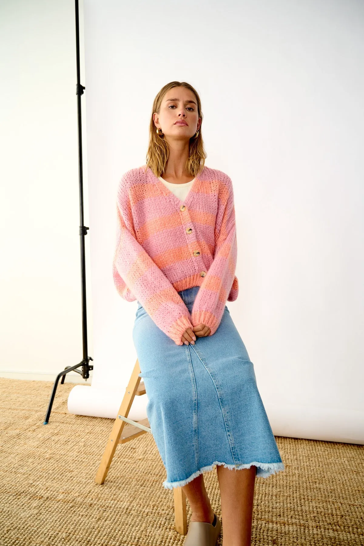 Riri Knit Cardigan Rose/Apricot sold by Noella Fashion product image thumbnail 5