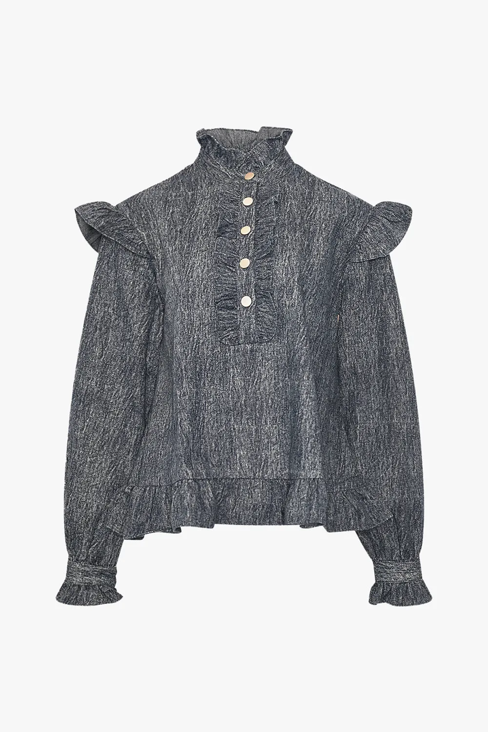Reno Ruby Ruffle Blouse Blue Snow Wash sold by Noella Fashion product image thumbnail 2