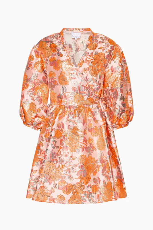 Aya Wrap Dress Orange Mix sold by Noella Fashion