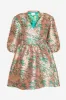Aya Wrap Dress Green Flower Mix sold by Noella Fashion