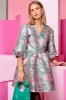 Aya Wrap Dress Green Flower Mix sold by Noella Fashion