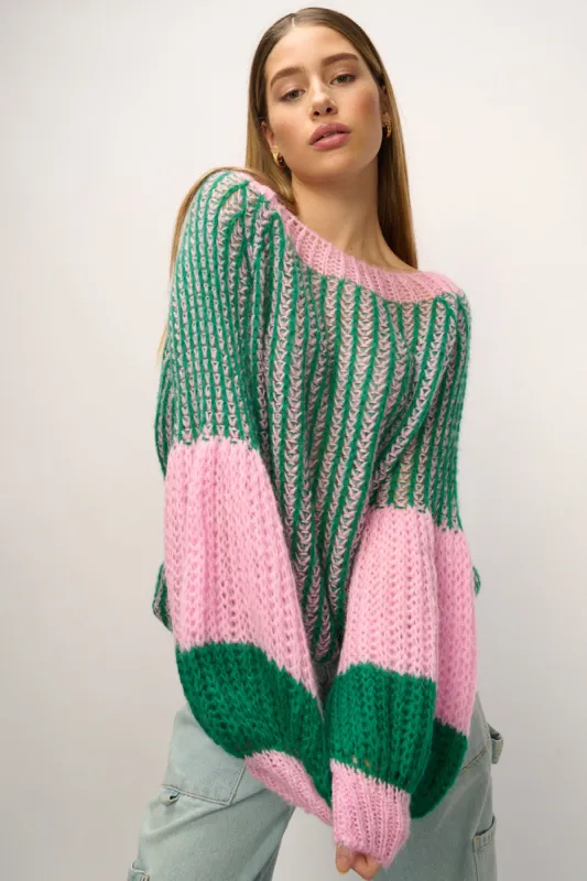 Liana Knit Sweater Green Bubblegum sold by Noella Fashion