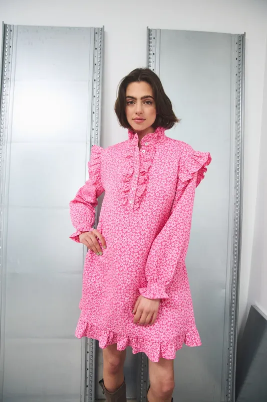 Reno Ruby Ruffle Dress Bright Pink sold by Noella Fashion