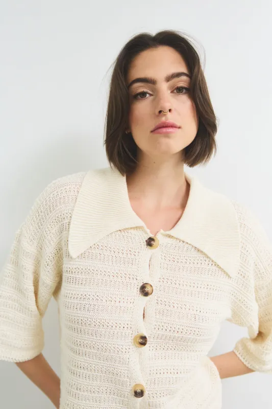 Shira Knit Cardigan Ivory sold by Noella Fashion