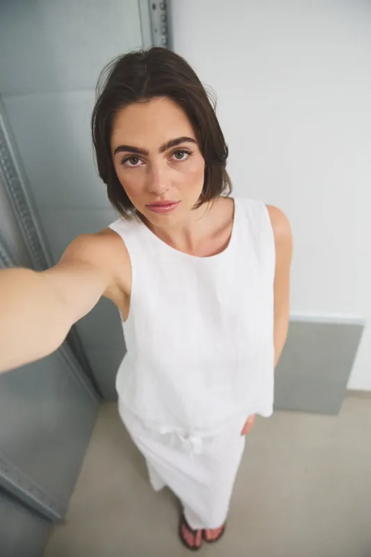 Samira Linen Blouse White sold by Noella Fashion