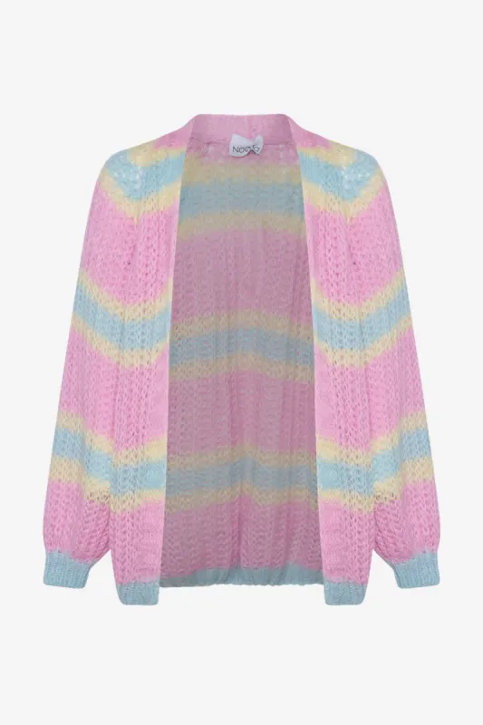 Vera Knit Cardigan Pink/Light Blue/Yellow pastel sold by Noella Fashion