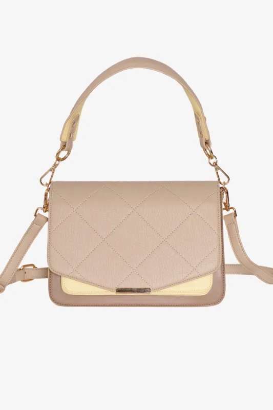 Blanca Multi Compartment Bag Pastel Yellow/Taupe sold by Noella Fashion