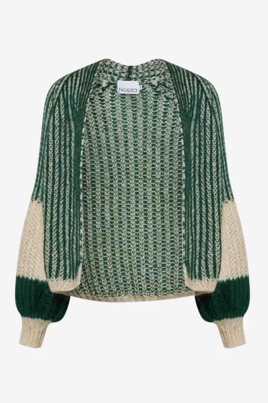 Liana Knit Cardigan Beige/Bottle Green sold by Noella Fashion