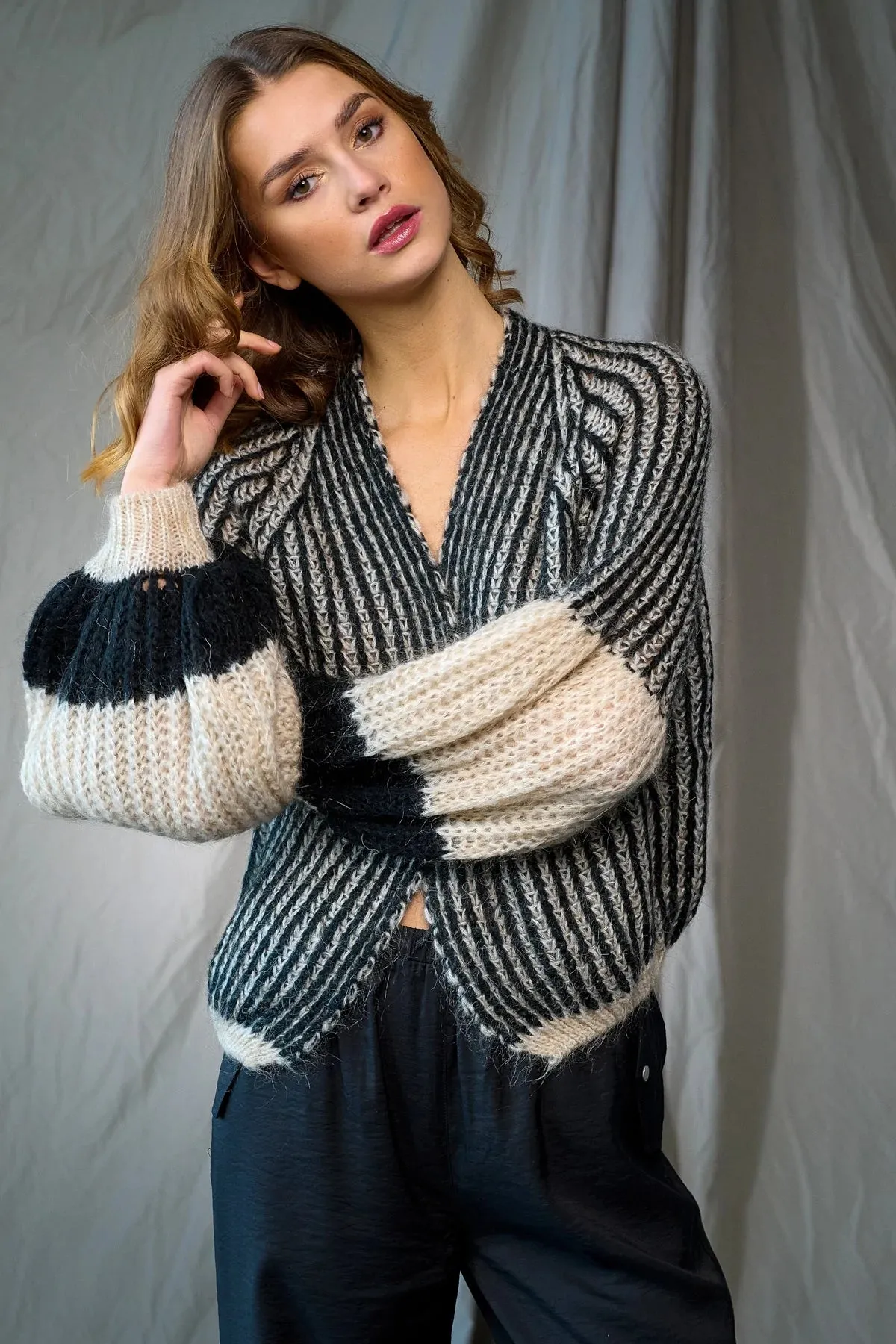 Liana Knit Cardigan Cream/black sold by Noella Fashion product image thumbnail 2