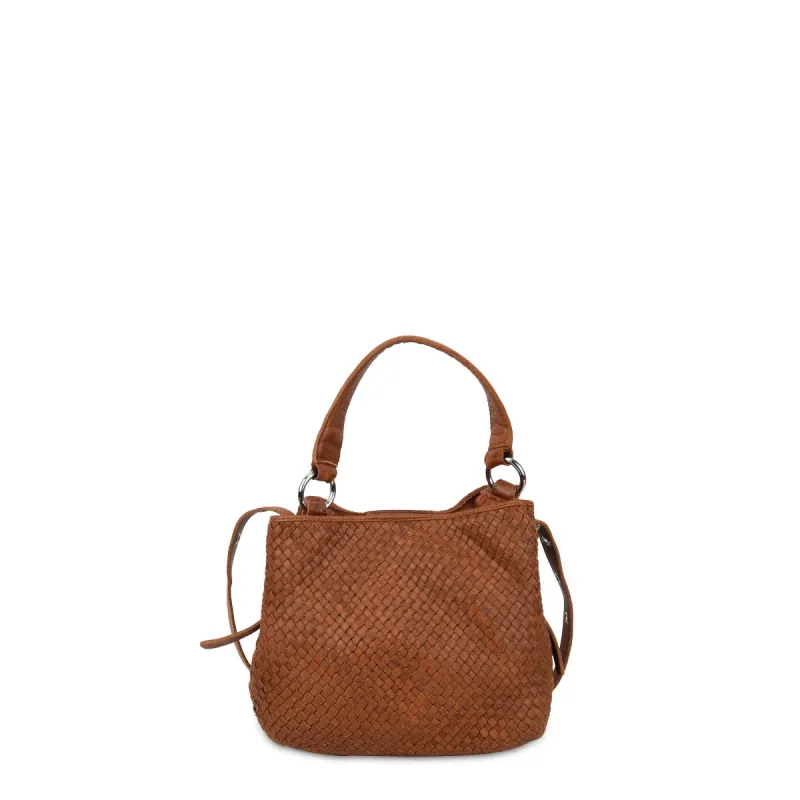 Small Chiara Mini Braided Mountain Cognac sold by Nunoo Bags