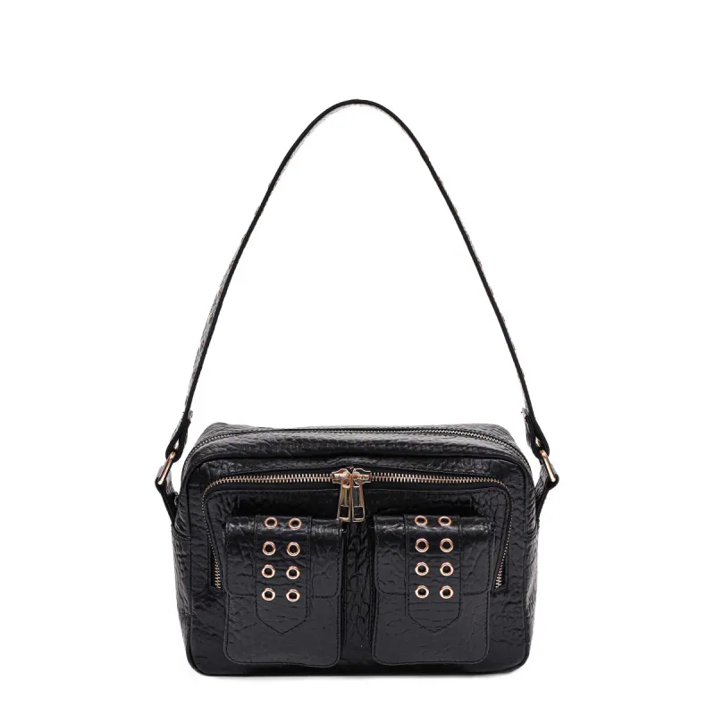 Ellie Eyelet New Zealand Black w. Gold sold by Nunoo Bags