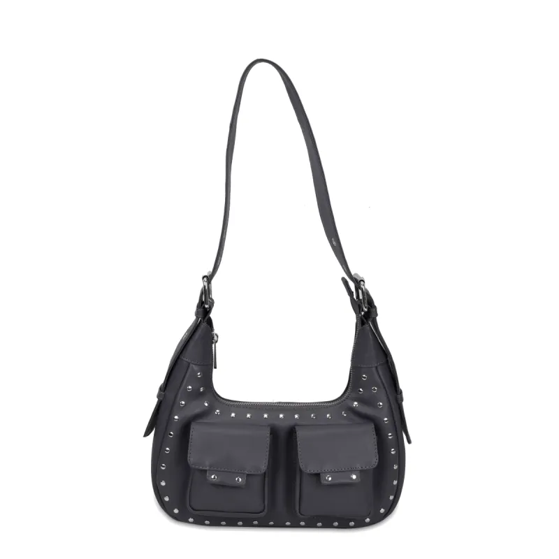 Sally Small Rivet Pure Dark Grey w. Silver sold by Nunoo Bags