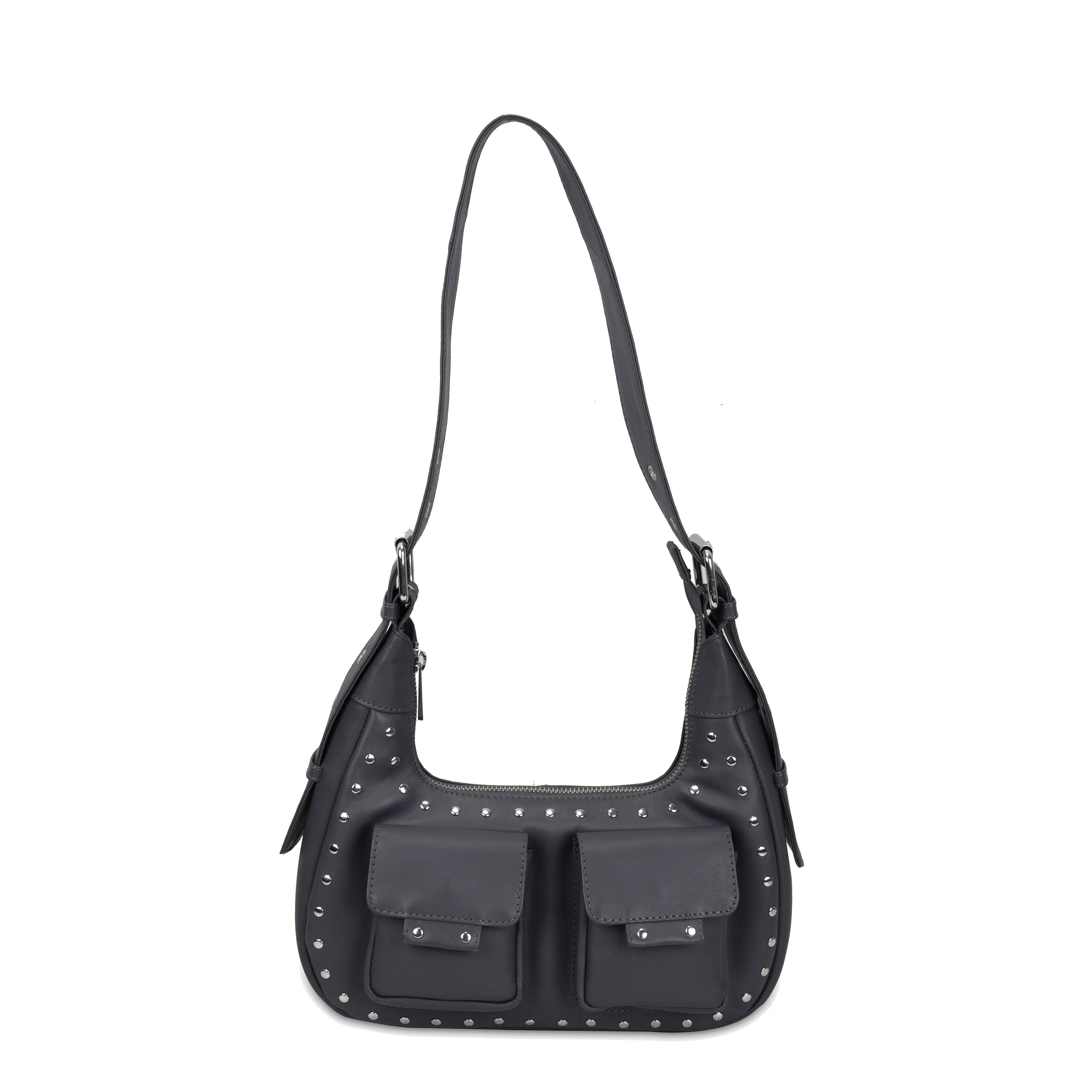 Sally Small Rivet Pure Dark Grey w. Silver sold by Nunoo Bags