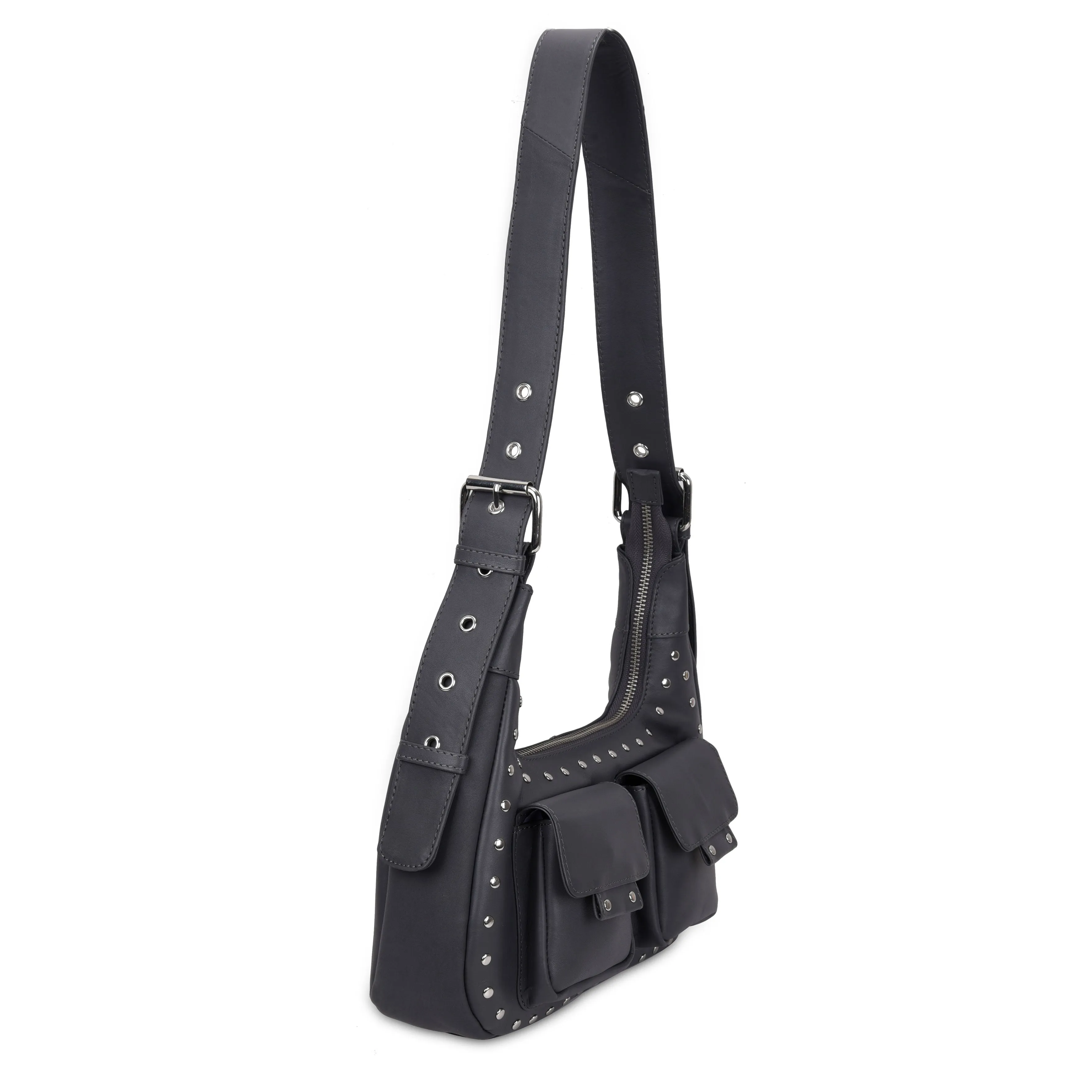 Sally Small Rivet Pure Dark Grey w. Silver sold by Nunoo Bags product image thumbnail 3