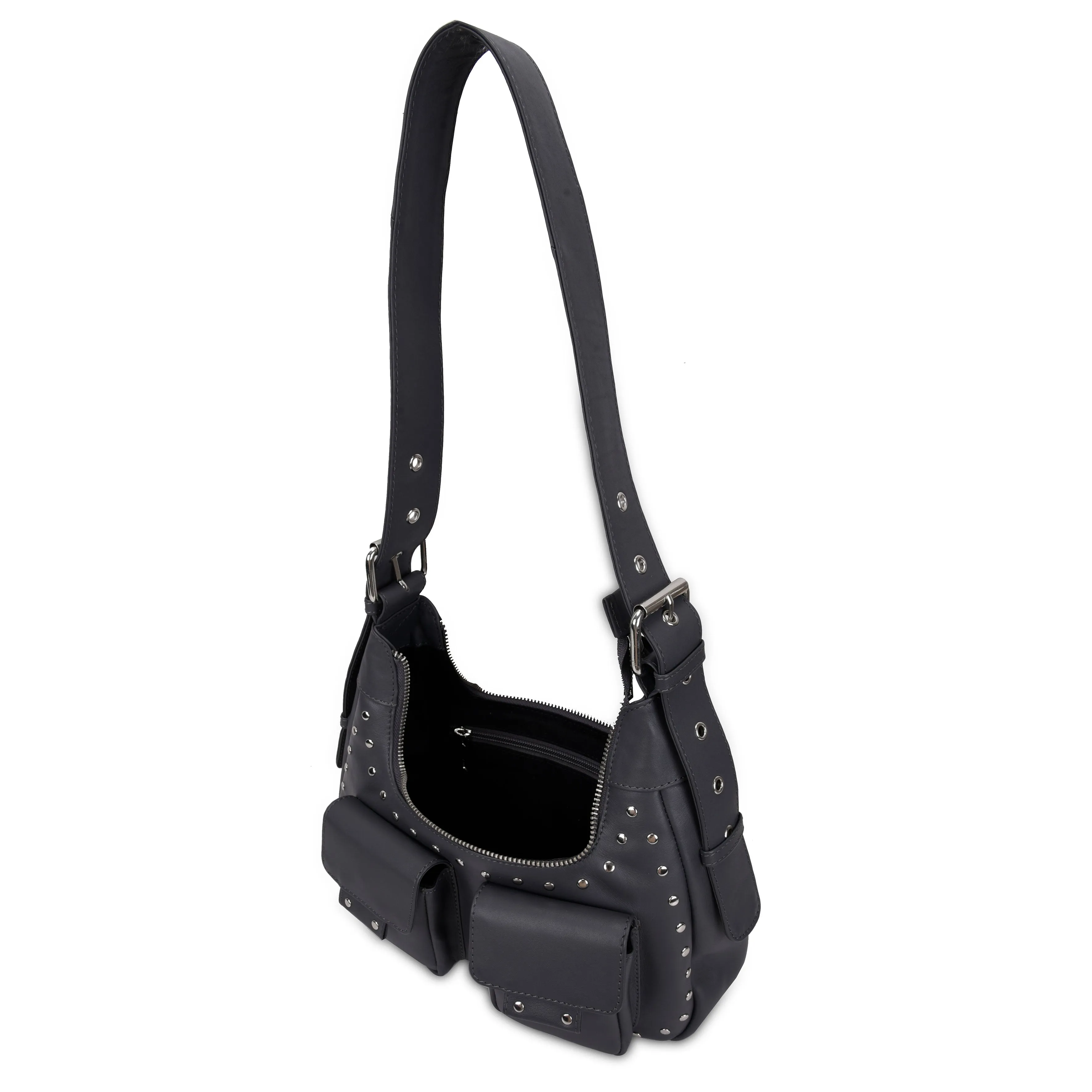 Sally Small Rivet Pure Dark Grey w. Silver sold by Nunoo Bags product image thumbnail 4