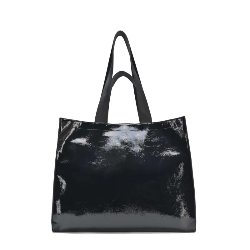 Shopper Recycled Patent Black sold by Nunoo Bags