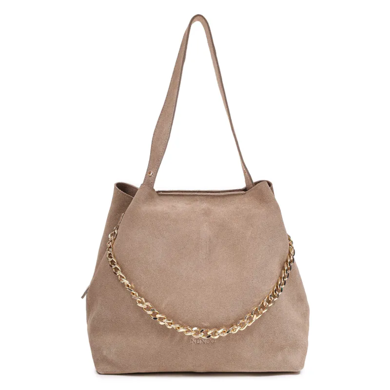 Chiara Suede Beige w. Gold sold by Nunoo Bags