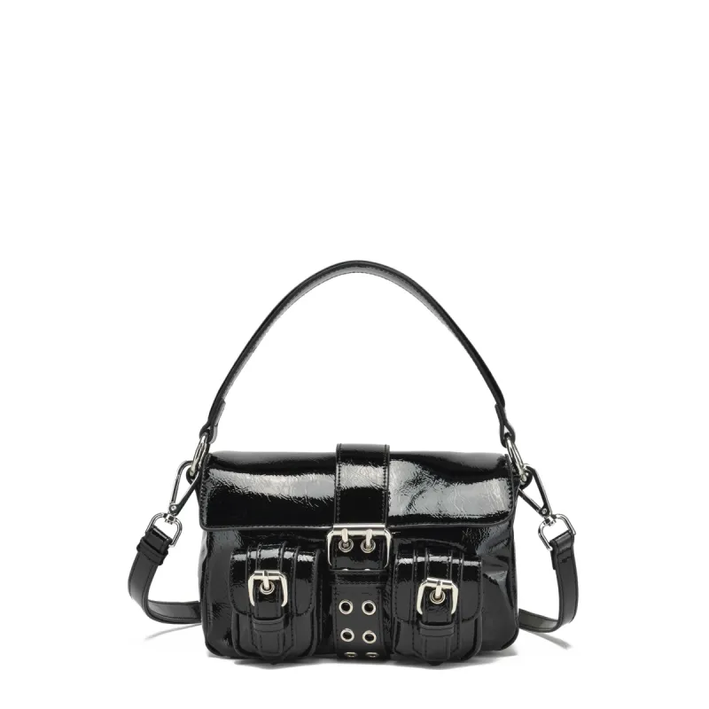 Small Honey Buckle Recycled Patent Black sold by Nunoo Bags