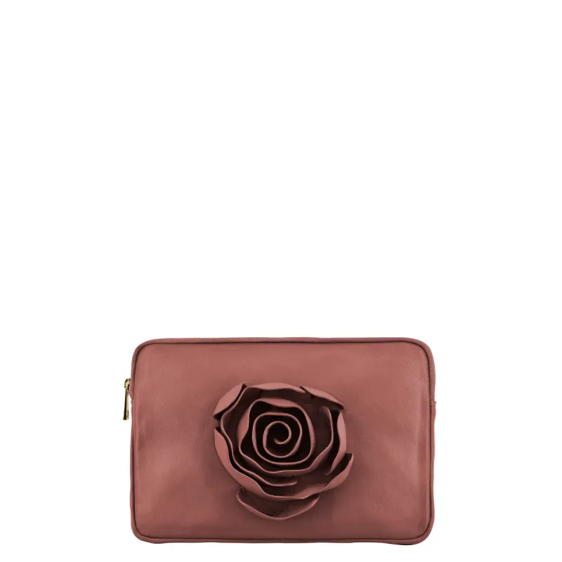 Clutch Rose Cozy Dusty Rose w. Gold sold by Nunoo Bags