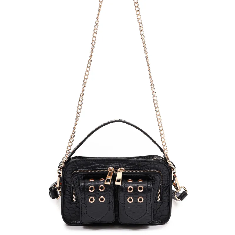 Helena Eyelet New Zealand Black w. Gold sold by Nunoo Bags