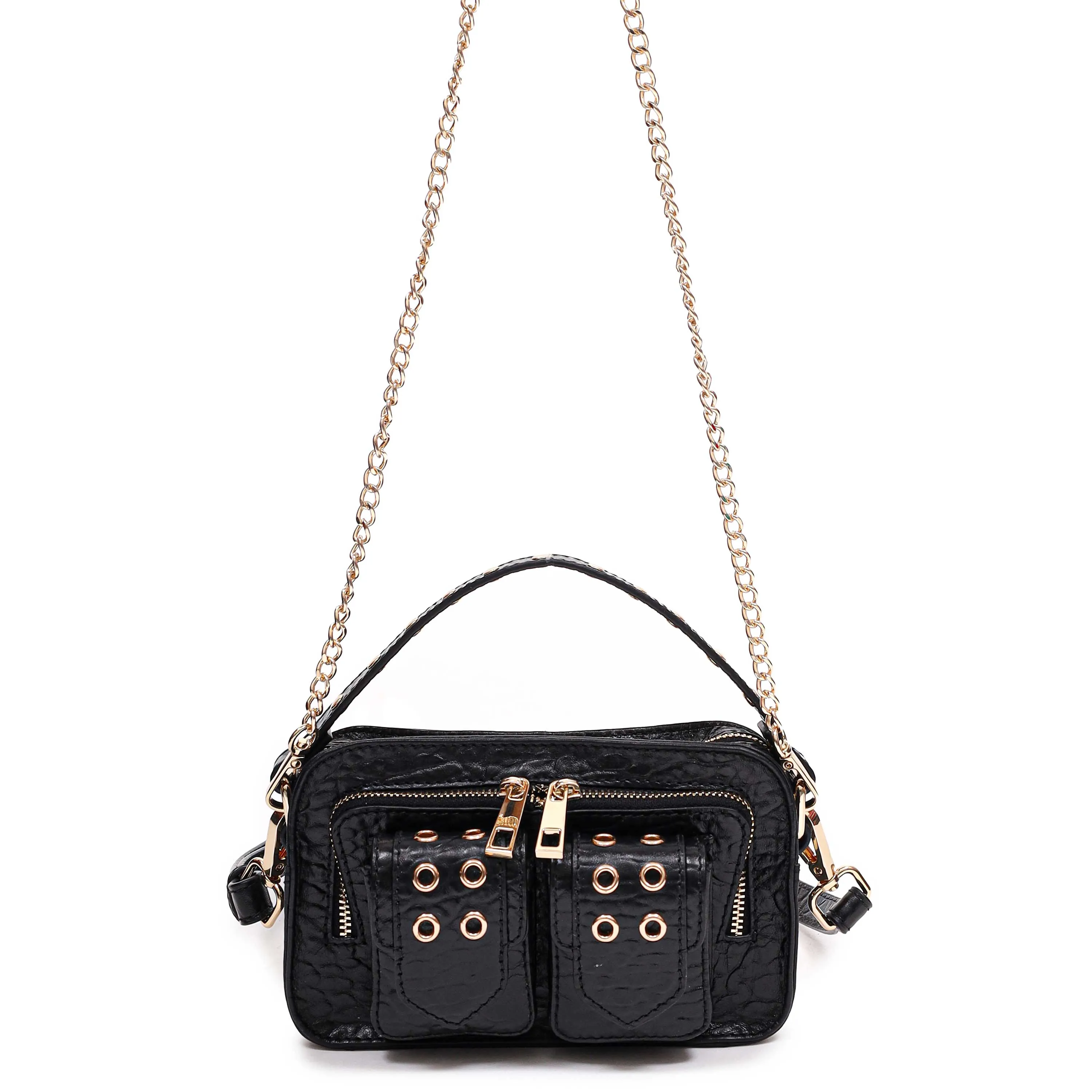 Helena Eyelet New Zealand Black w. Gold sold by Nunoo Bags