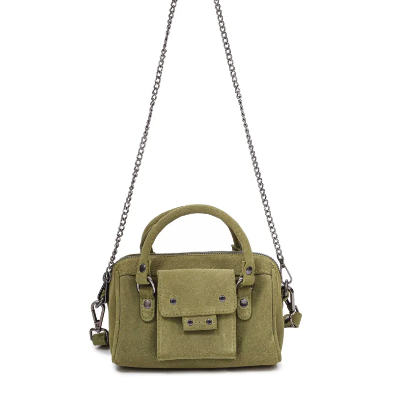 Small Nori Suede Matcha w. Antique Silver sold by Nunoo Bags