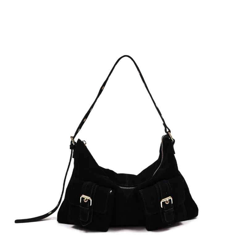 Rachel Suede Black w. Gold sold by Nunoo Bags