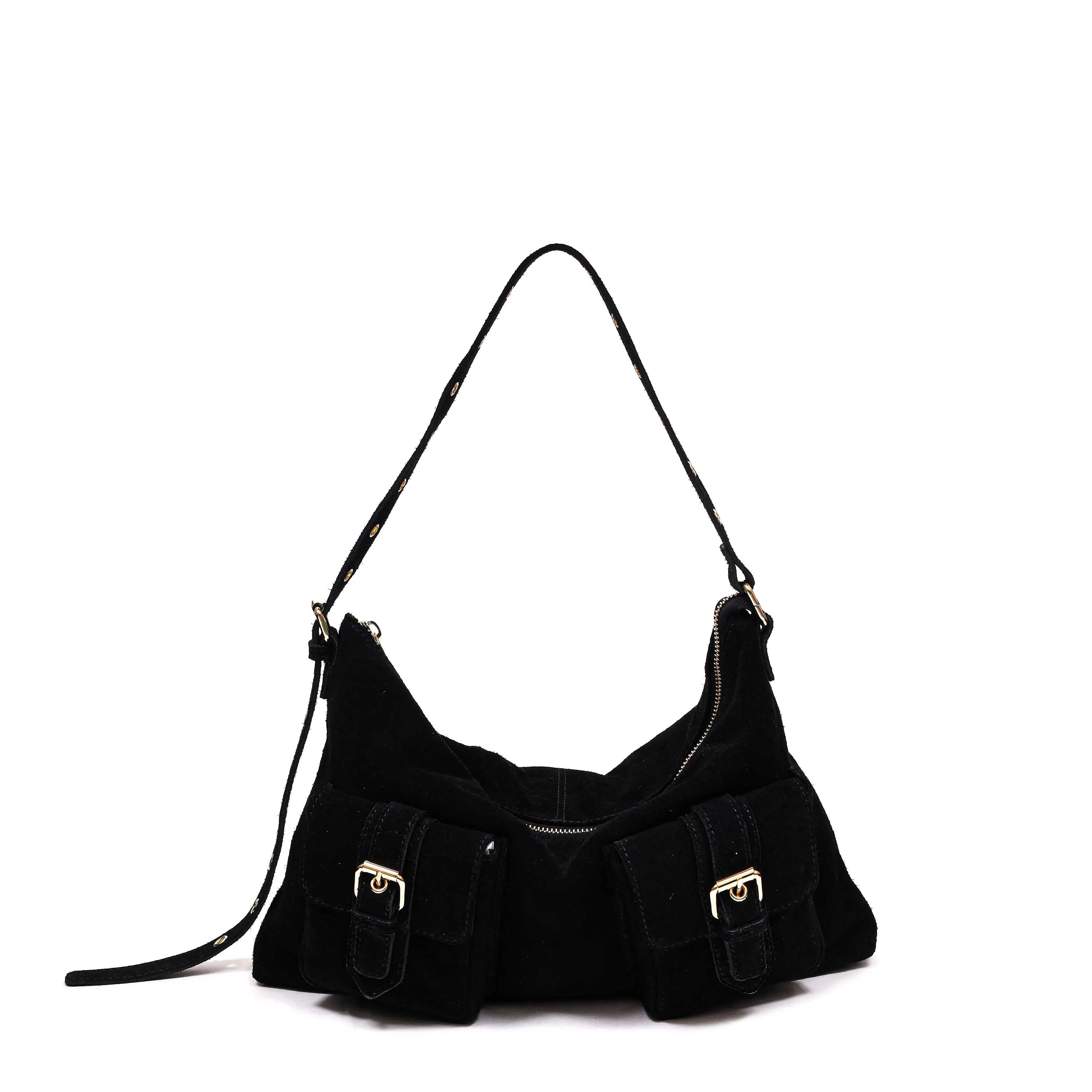 Rachel Suede Black w. Gold sold by Nunoo Bags