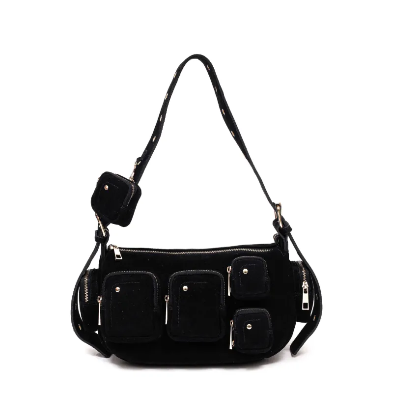 Alimakka Pocket Suede Black w. Gold sold by Nunoo Bags