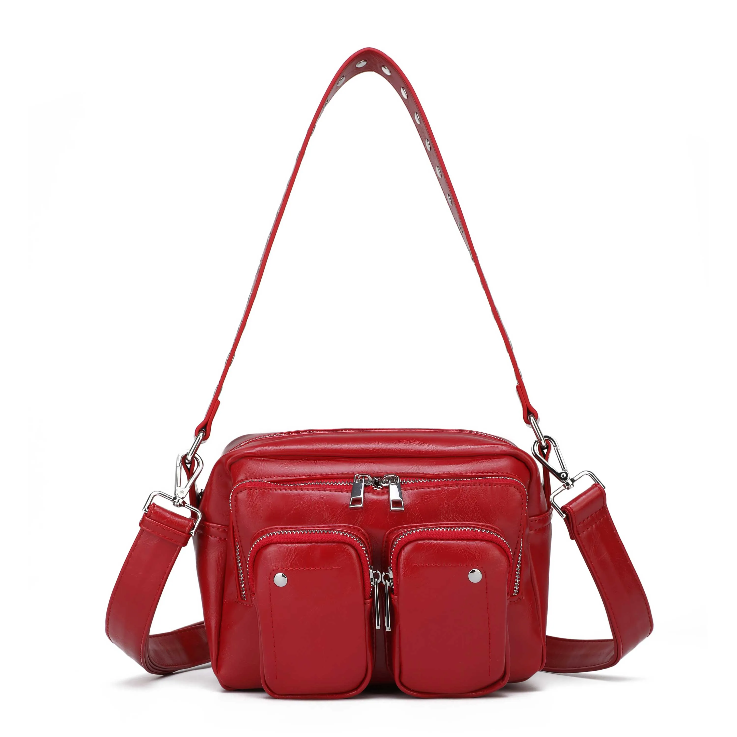 Ellie Wrinkle Bright Red sold by Nunoo Bags