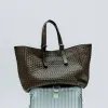 Maxi Shopper Braided Mountain Dark Brown sold by Nunoo Bags