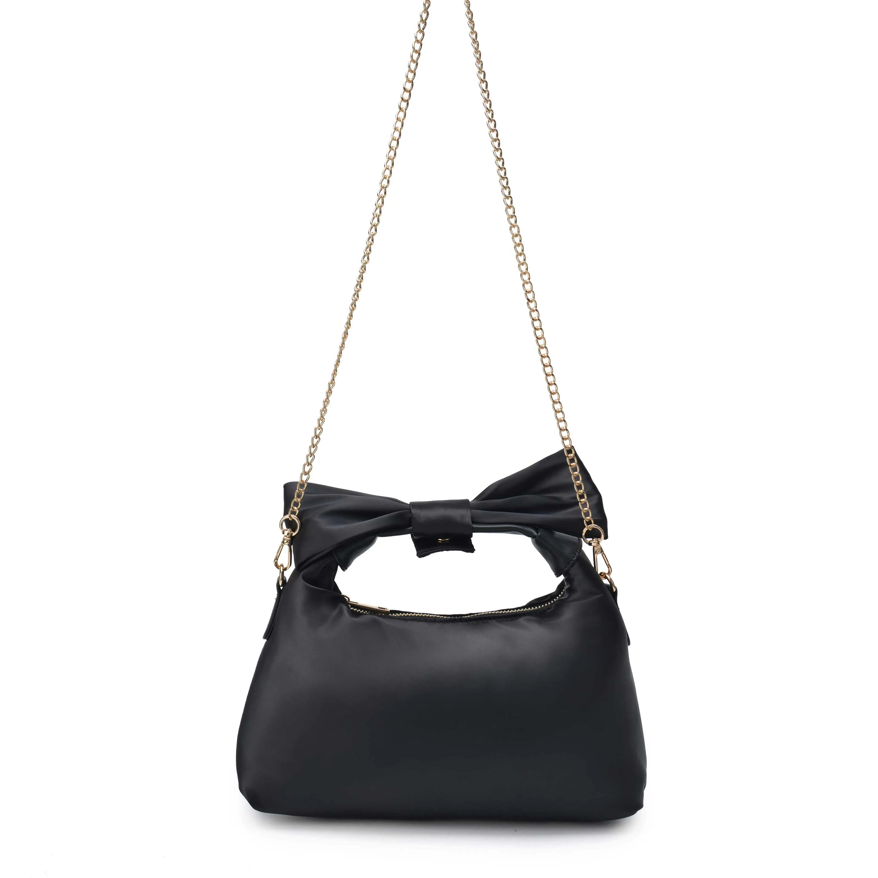 Dandy Bow Recycled Satin Black w. Gold sold by Nunoo Bags