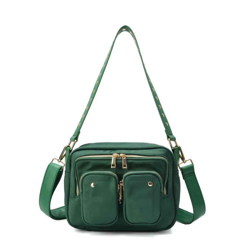 Ellie Recycled Nylon Dark Green w. Gold sold by Nunoo Bags