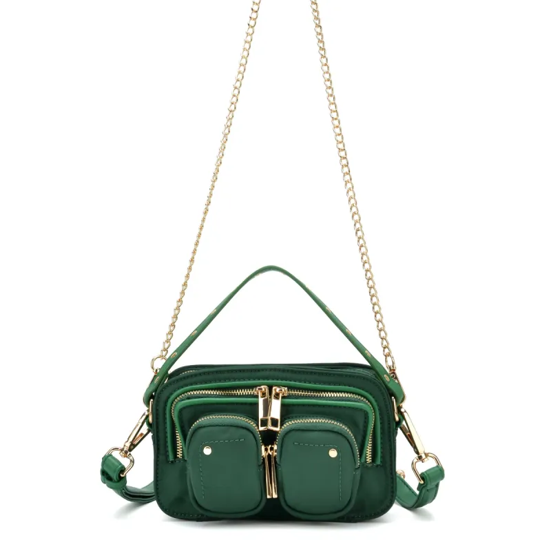 Helena Recycled Nylon Dark Green w. Gold sold by Nunoo Bags