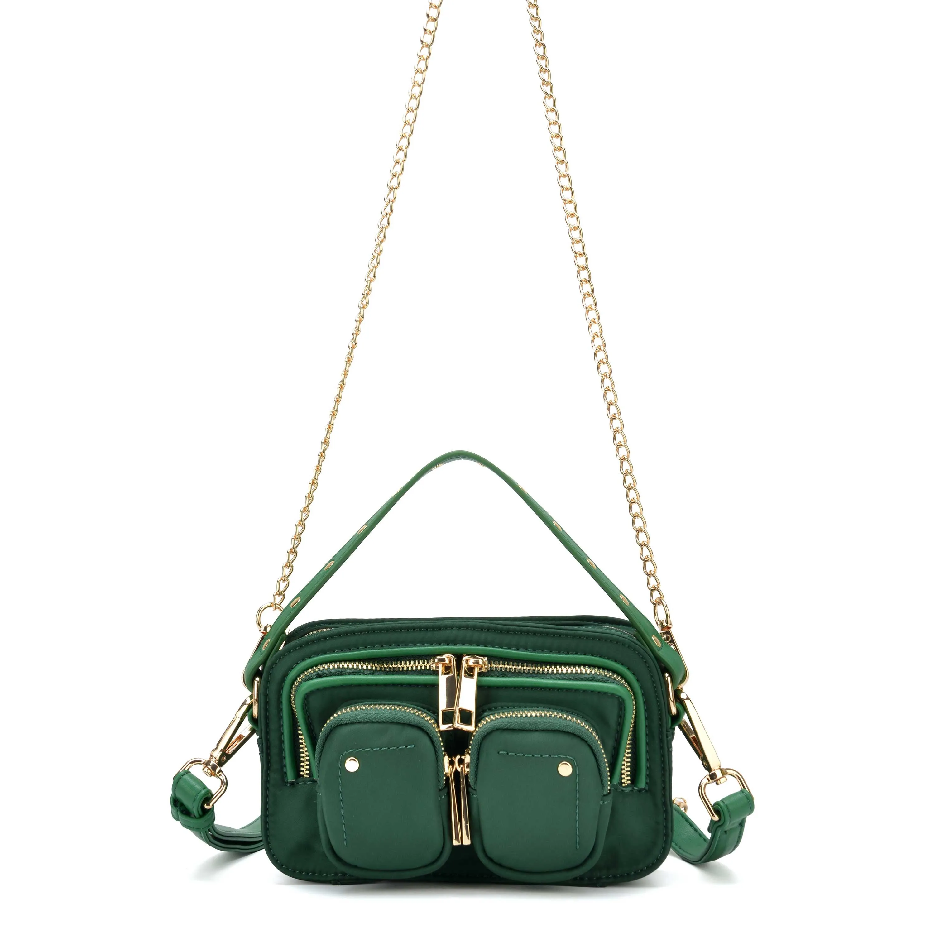Helena Recycled Nylon Dark Green w. Gold sold by Nunoo Bags