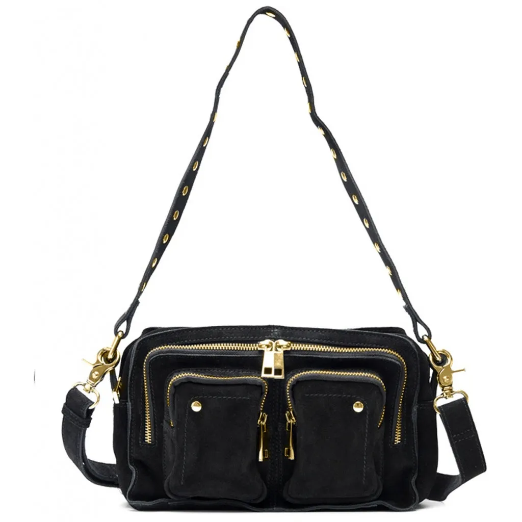 Ellie Suede Black w. Gold sold by Nunoo Bags